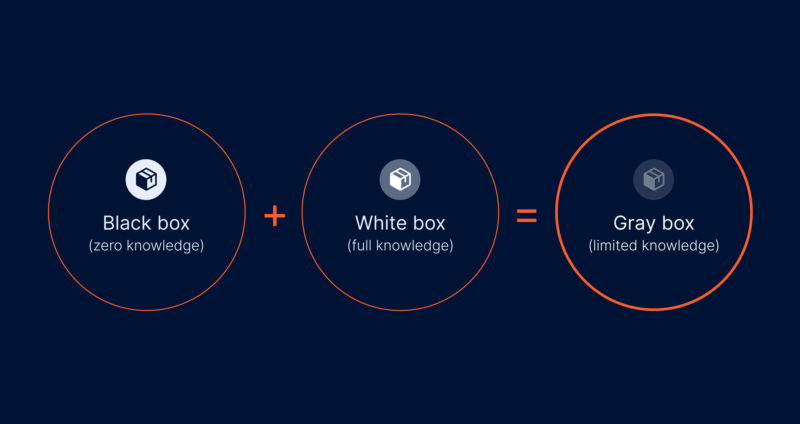 What is gray box penetration testing: black box + white box