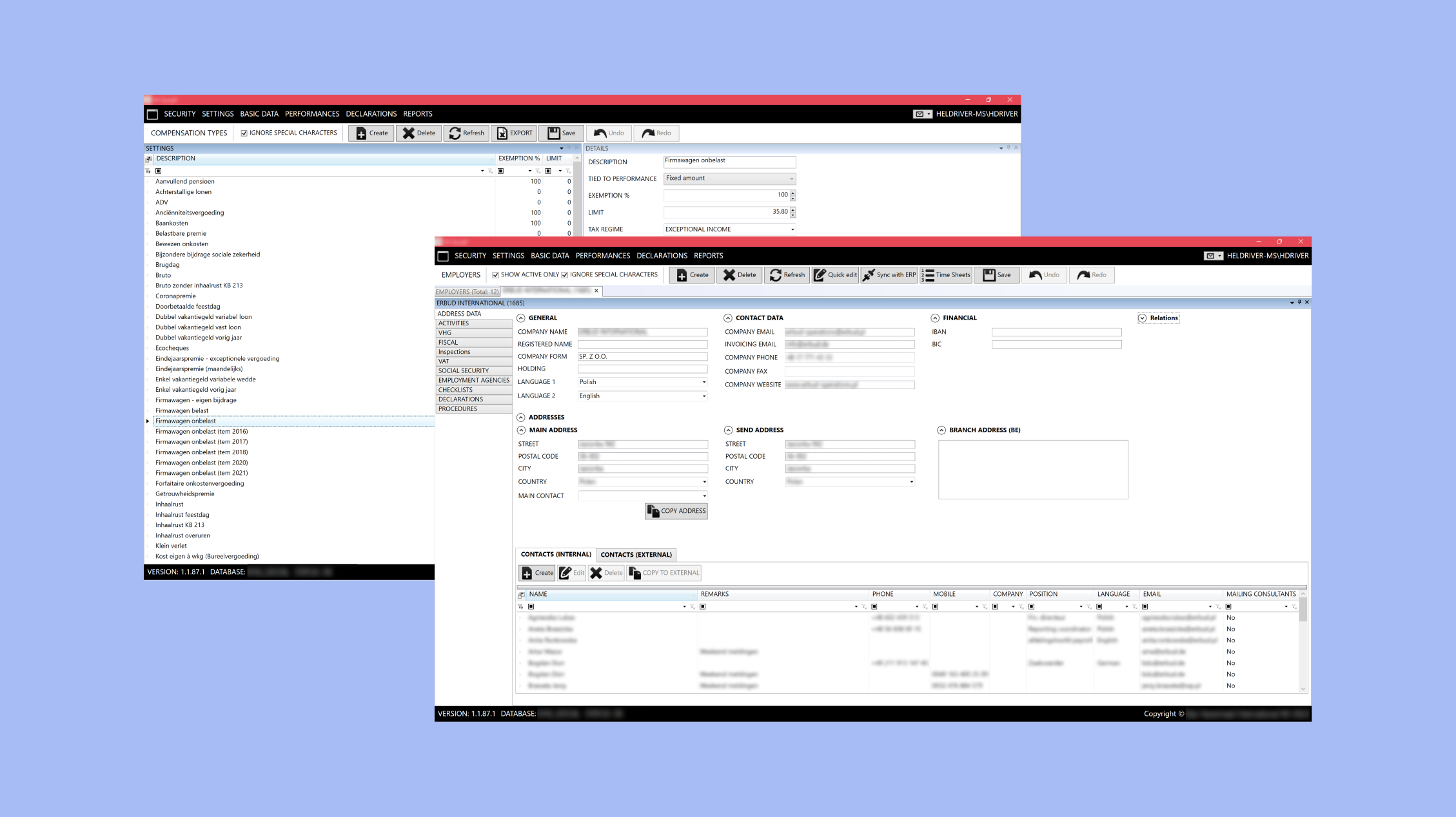 Salary and Tax Management Tool - application interface 