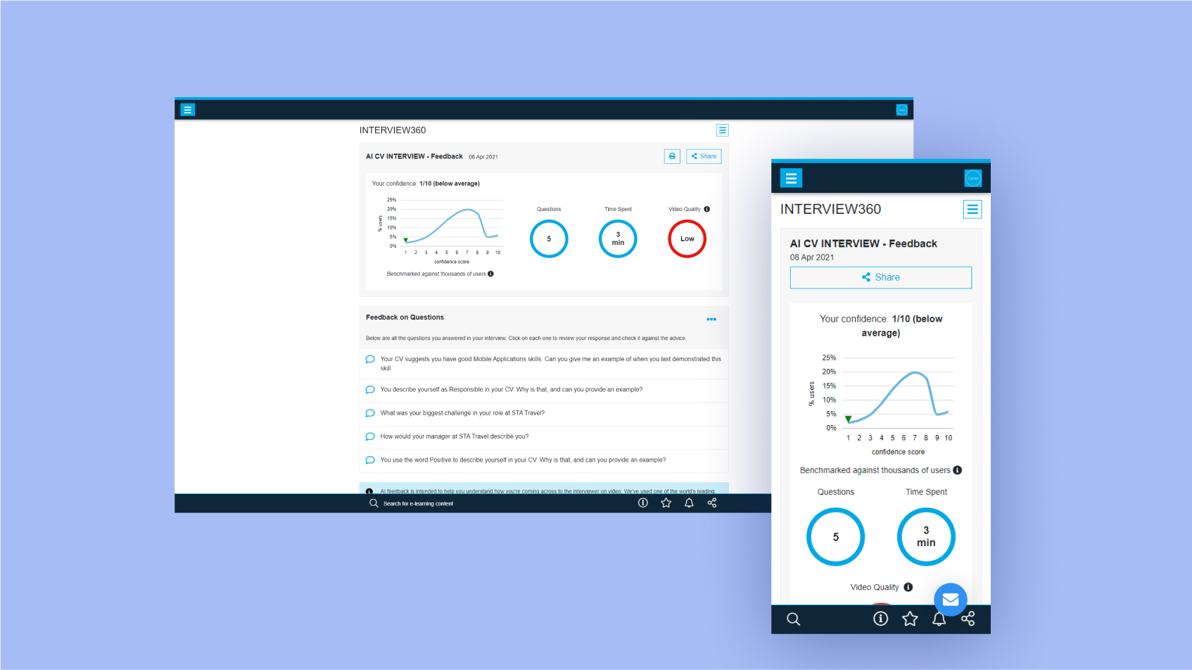 Application interface for career management and transition